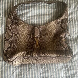 GILI Got It Love It Large Leather Snow Python Snake Slouchy Hobo Bag Tote Purse